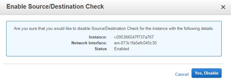 Disable Source Destination Check