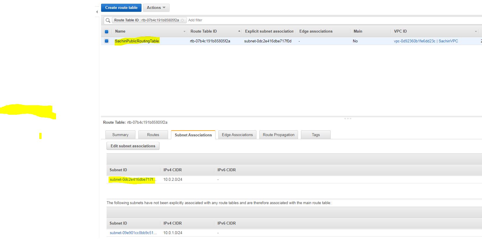 Routing Table entries & association